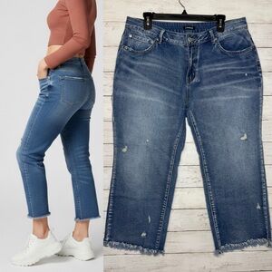 A.N.A. Women’s Mid Wash Cropped Frayed Hem Jeans